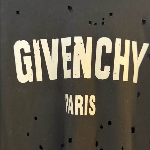 Givenchy Paris Distressed Black Short Sleeve Tee, Large - Picture 2 of 6